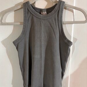 Zara Ribbed Tank Top in Charcoal Gray